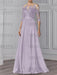 Lilac illusion lace bodice chiffon mother of the bride a-line dress