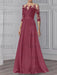 Mulberry illusion lace bodice chiffon mother of the bride a-line dress