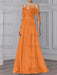Orange illusion lace bodice chiffon mother of the bride a-line dress