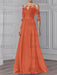 Papaya illusion lace bodice chiffon mother of the bride a-line dress