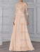 Pearl Pink illusion lace bodice chiffon mother of the bride a-line dress