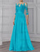 Pool illusion lace bodice chiffon mother of the bride a-line dress