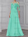 Spa illusion lace bodice chiffon mother of the bride a-line dress