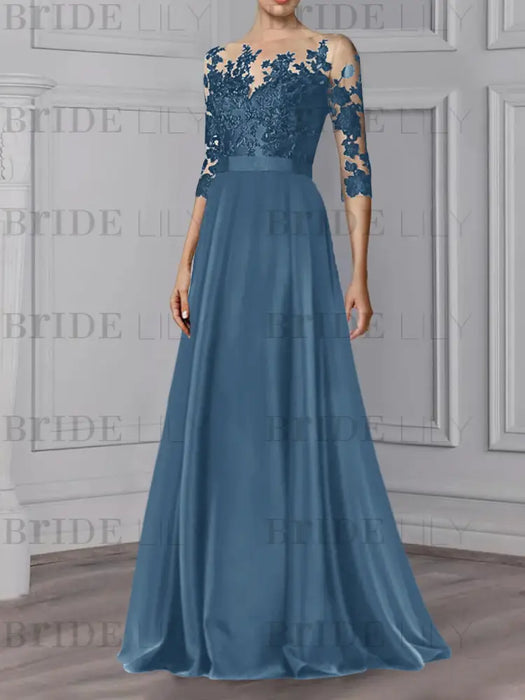 Stormy illusion lace bodice chiffon mother of the bride a-line dress