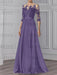 Tahiti illusion lace bodice chiffon mother of the bride a-line dress