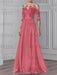 Watermelon illusion lace bodice chiffon mother of the bride a-line dress