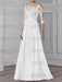 Illusion lace bodice chiffon A-line gown in white