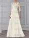 Illusion lace chiffon A-line wedding guest gown in ivory