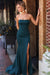 Ink Blue Strapless Split Long Party Dress Sexy Simple Mermaid Prom Gown - Prom Dresses