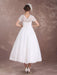 Lace Wedding Dresses Short Sleeve 1950's Vintage Bridal Dress Sweetheart Illusion Ivory A Line Tea Length Wedding Reception Dress misshow