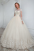 Ivory Aline Wedding Gown Long Sleeves Tulle Bridal Dress with Lace Appliques
