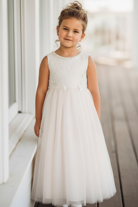 Ivory Ankle-Length Flower Girl Dresses Princess -Bridelily Ivory Ankle-Length Flower Girl Dresses Princess -Bridelily