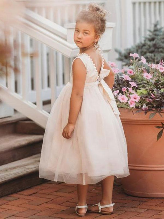 Ivory Ankle-Length Flower Girl Dresses Princess -Bridelily Ivory Ankle-Length Flower Girl Dresses Princess -Bridelily
