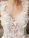 Ivory Backless Lace Applique Tulle Sequins Wedding Dress  misshow