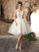 Ivory Backless Lace Applique Tulle Sequins Wedding Dress  misshow