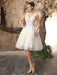 Ivory Backless Lace Applique Tulle Sequins Wedding Dress  misshow