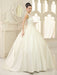 Ivory Ball Gown Jewel Neck Bow Floor-Length Satin Bridal Wedding Gown  misshow