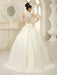 Ivory Ball Gown Jewel Neck Bow Floor-Length Satin Bridal Wedding Gown  misshow