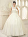 Ivory Ball Gown Jewel Neck Bow Floor-Length Satin Bridal Wedding Gown  misshow