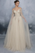 Ivory Evening Dress A-Line Bateau Neck Long Sleeves Tulle Floor-Length Formal Dinner Dresses