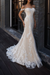 Ivory boho wedding dresses mermaid off the shoulder lace short sleeve floor length bridal gown with sweep train