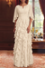 Ivory Chiffon Mother of the Bride Dress Flutter Sleeves with Cascading Ruffles