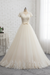 Ivory Elegant Short Sleeves Lace Beaded Tulle Wedding Dresses - wedding dresses