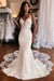 Ivory Mermaid Wedding Dress with Lace Appliques & Cathedral Train