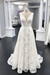 Ivory A Line V Neck White Floral Lace Long Wedding Dress