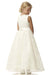 Ivory Flower Girl Dress Sleveless Jewel Neck Satin Little Girl Dress for Weddings with Lace Appliques - Flower Girl Dresses