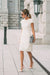 Ivory Lace Formal Dresses Knee Length Mother of the Bride Dress Cap Sleeves
