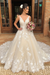 Ivory V Neck Lace Aline Wedding Dress