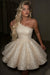 Ivory One Shoulder Sequins Prom Dress Short Aline Homecoming Dress