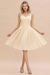 Ivory Ruffle Chiffon Short Bridesmaid Dress Sleeveless V-Neck Aline Knee Length Homecoming Dress - Prom Dresses