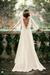 Ivory Boho 3/4 Sleeves Backless Long Chiffon Beach Wedding Dress