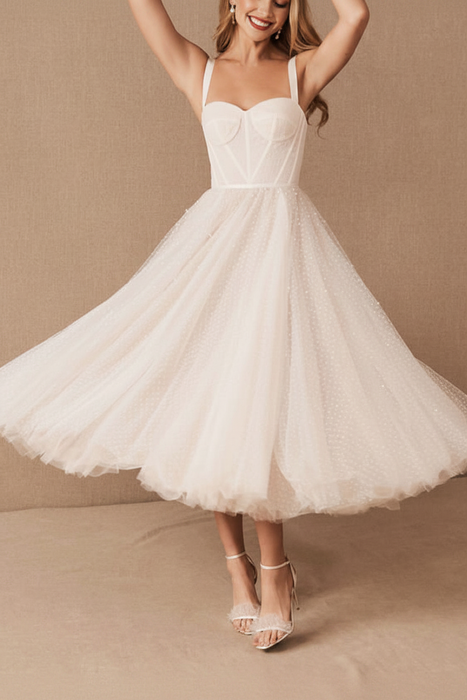 Ivory Short Bridal Dress A-Line Sweetheart Pearls