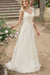 Ivory Simple Wedding Dress A Line V Neck Sleeveless Sash Floor Length Bridal Gowns With Train
