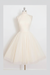 Ivory Sleeveless Homecoming Simple Halter Party Dresses Tea Length Graduation Dress