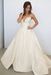 Ivory Spaghetti Straps White V Neck Sleeveless Satin Beach Wedding Dress - Wedding Dresses