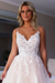 Ivory V Neck Backless Lace Aline Wedding Dresses