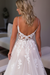 Ivory V Neck Backless Lace Aline Wedding Dresses