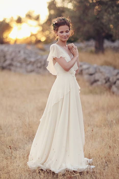 white wedding beach dress Sheath Long Sleeve Ivory Lace Wedding Dress TN129 US8 / Ivory please pay extra $45 for a rush order here 30 Best Beach Wedding Dresses