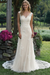 Ivory Vintage V Neck Sleeveless Tulle Appliqued Wedding Dress - Wedding Dresses