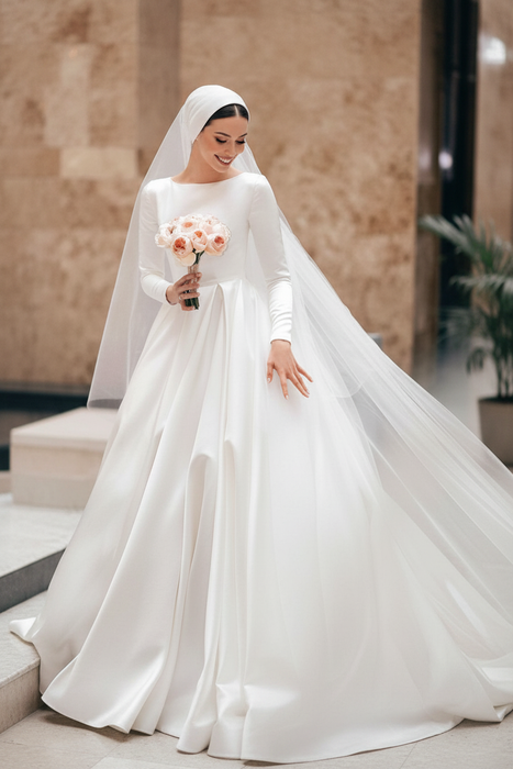 Ivory Vintage Wedding Dress Jewel Neck Sleeveless Natural Waist Satin Fabric Chapel Train Pleated Traditional Dresses For Bride