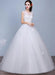 Ivory Wedding Dress Sleeveless Semi-Sheer Jewel Neckline Lace A-Line Floor Length Bridal Gown