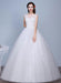 Ivory Wedding Dress Sleeveless Semi-Sheer Jewel Neckline Lace A-Line Floor Length Bridal Gown