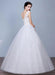 Ivory Wedding Dress Sleeveless Semi-Sheer Jewel Neckline Lace A-Line Floor Length Bridal Gown