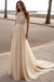 Ivory Wedding Dresses A Line With Court Train Sleeveless Applique Illusion Neckline Bridal Gowns