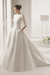 Ivory Wedding Dresses A-line Chapel Bateau Neck Train 3/4 Length Sleeves Bows Satin Fabric White Bridal Dresses