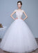 Ivory Wedding Dresses A-Line Lace Applique Round Neck Keyhole Floor Length Bridal Dresses